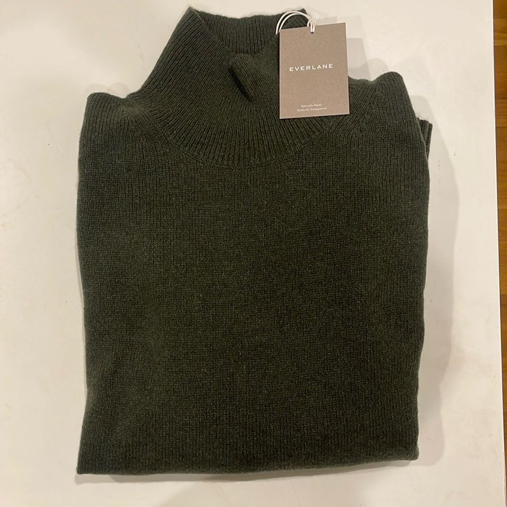 EVERLANE Cashmere oversized turtleneck olive green size L NWT